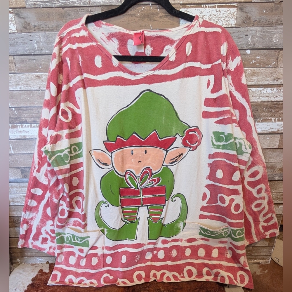 Boho Painted Holiday Elf Tunic With Pockets